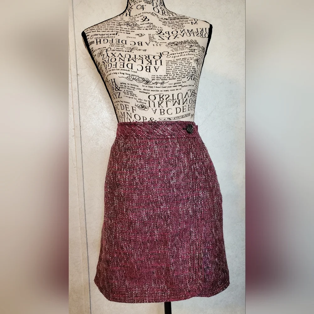 Ann Taylor LOFT Faux Wrap Skirt With Pockets Silver Business Work Size 6